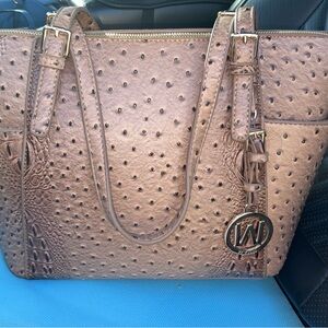 Metallic Rose Gold Tote Bag with Textured Finish